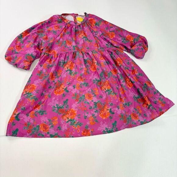 Fantastic Fawn Dress Womens Medium Pink Floral Puff Sleeve Mini NWT Cottagecore - Picture 1 of 12